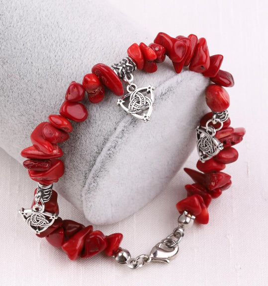 Coral Natural Stone Broken Stone Bracelet